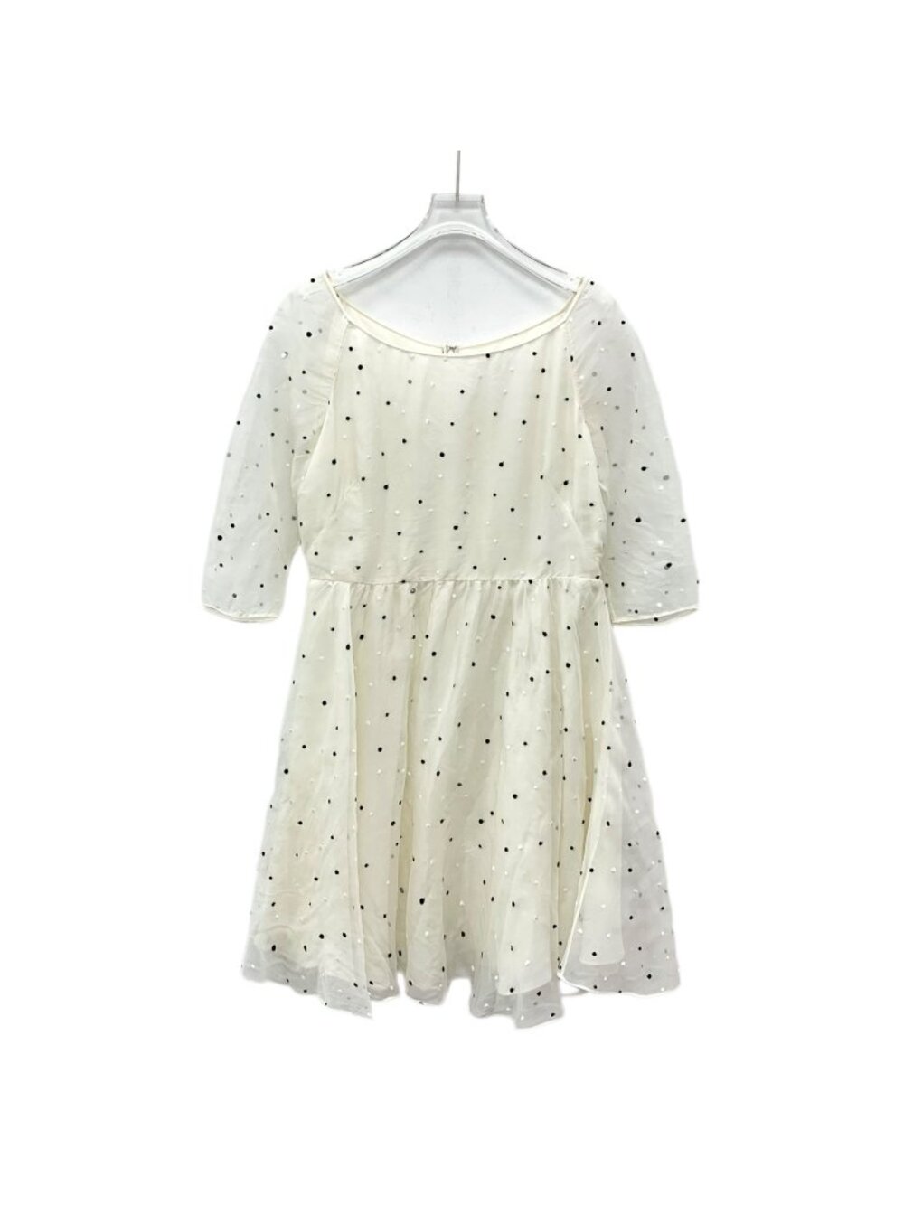 Dior H38535 Ivory Polka-Dot Silk Short-Sleeve Dress